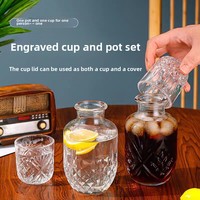 Tasse à eau en verre à boire avec couvercle, design moderne, un pot, une tasse, thé, jus, boisson froide, gaufré au lait, une tasse