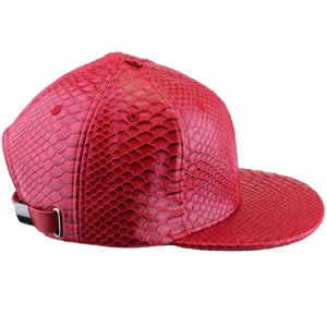 Casquette snapback personnalisée de haute qualité en cuir PU imitation peau de serpent, 6 panneaux, tendance - Product Image 3