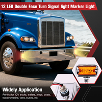 Feux de gabarit double face 12 LED ambre/rouge pour camions et remorques, feux de dégagement à fixer sur les ailes pour camions lourds 12V, semi-remorques, IP67