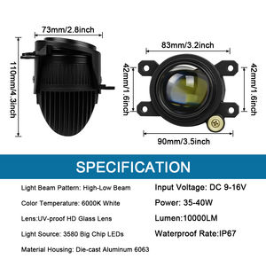 Luz Antiniebla LED de Doble Haz K235 con Lente Bi-LED, Impermeable, 2.0 Pulgadas, 12V, 40W, 10000 Lúmenes, 6000K, Ajuste Universal, Garantía de 2 Años - Product Image 3