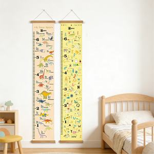 <span class=keywords><strong>Tableau</strong></span> de croissance pour enfants avec motifs animaux, en toile amovible à suspendre au mur, avec boîte cadeau en bois - Product Image 1