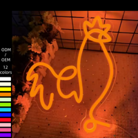 Enseigne néon LED personnalisée Chic Chicken, alimentée par USB, lumière décorative murale, corps en silicone IP67, intensité réglable, lumière du jour 5000K, pour chambre, porte, pièce