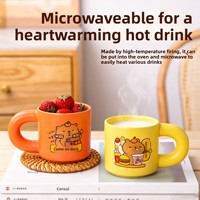 Mug en céramique à motif de dessin animé, résistant aux hautes températures, avec une grande poignée robuste, compatible micro-ondes, tasse cadeau avec logo imprimé