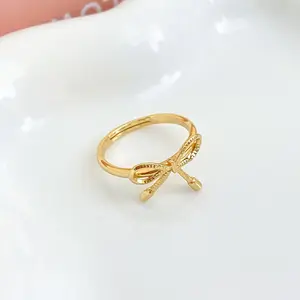 Trendy Chic 18K Golden Plated Adjustable Ring Women Bow-knot Rings Competitive Price Wholesale