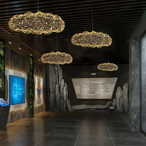 Nube flotante LED Candelabros y luces colgantes Malla de alambre creativa Forma de nubes Hotel Mall Sala de estar blanca Comedor de hierro - Product Image 3