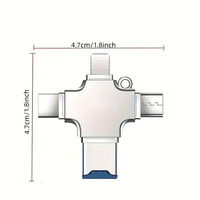 Clé USB 4-en-1 à 4 ports avec lecteur de carte OTG, design métallique, transfert rapide, compatible Lightning, Type-C et Micro USB