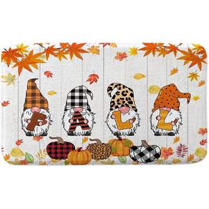 Automne citrouille Gnome Design 17x29 pouces tapis de salle de bain confortable absorbant l'eau Polyester TPR matériel Thanksgiving décor tapis - Product Image 1