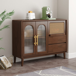 Rattan Solid Wood <b>Sideboard</b> 900mm <b>Storage</b> Cabinet For Living Room - Product Image 3