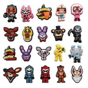 Cartoon highlights Pvc Soft Rubber Five Night At Freddy Shoe Charms Removable Shoe Buckle shoe Accessories silicone charms