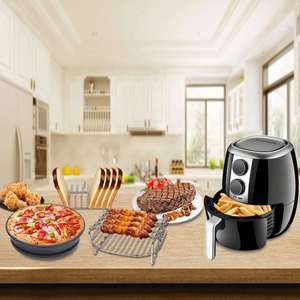 Accessoires de cuisson 15-en-1 : Panier à gâteau, Plaque à pizza, Double grille, Outils de cuisson, Plaque à pizza, Support pour brochettes en acier, Accessoires pour friteuse à air - Product Image 6