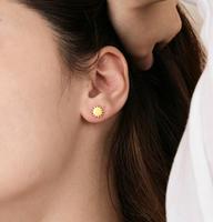 Boucles d'oreilles soleil, bijoux anti-ternissement, vente en gros, boucles d'oreilles clous plaquées or, boucles d'oreilles soleil et lune en acier inoxydable