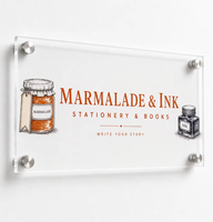 Plaque murale personnalisée en acrylique pour papeterie, vitrine, livres, avec support mural, impression UV, bords polis, fabrication en usine