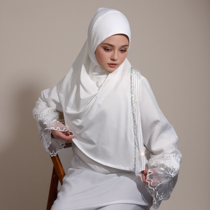 Musselinturban Instant <span class=keywords><strong>Hijab</strong></span> Jersey Polyester Islamitisch Design Effen Kleur Stretch Vier Seizoenen Volwassenen - Product Image 2