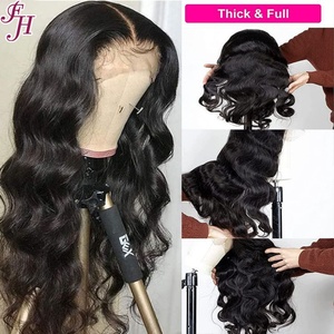 FH High Quality Full Thick 100% Unprocessed Natural Smooth Human Hair <b>Wig</b> 13x4 Transparent Lace Wavy Lace Frontal <b>Wigs</b> - Product Image 4