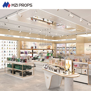 01-bjis001 thương hiệu cửa hàng bán lẻ hiển thị sang trọng trắng-vàng mỹ phẩm cửa hàng thiết kế nội thất cho cửa hàng cao cấp trang trí - Product Image 1