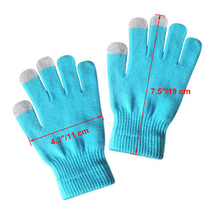 Winter Warm Knitted <b>Touchscreen</b> <b>Gloves</b> Unisex Five Finger Thermal <b>Gloves</b> For Adults And Children Bright Blue 7.5 In Length - Product Image 1