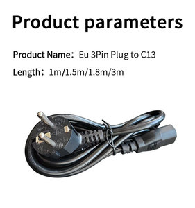 Norme européenne 3pin c13 0.75mm 1m câble d'<span class=keywords><strong>alimentation</strong></span> en pvc noir pour <span class=keywords><strong>machine</strong></span> à <span class=keywords><strong>laver</strong></span> - Product Image 4