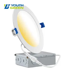 ETL能源之星6in可调光嵌入式LED超薄面板灯12W 3CCT白色J-Box低调1000LM吸顶灯