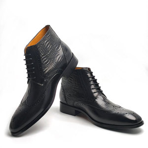 <span class=keywords><strong>Stivaletti</strong></span> Brogue da <span class=keywords><strong>Uomo</strong></span> Personalizzabili Comodi Fatti a Mano in Pelle di Vitello con Stampa Retrò e Chiusura Stringata Stivale Invernale Nero - Product Image 3