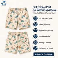 Shorts de plage unisexes pour enfants Phayon, imprimé spatial, UPF 50, séchage rapide, respirant, 120g polyester élasthanne, taille élastique avec cordon de serrage