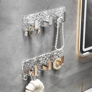 ตะขอแขวนติดผนังลายธารน้ำแข็งสุดหรู 6 ชิ้น แบบไม่ต้องเจาะผนัง ผิวขัดเงา สำหรับห้องน้ำ - Product Image 4