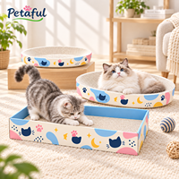 Petaful Ensemble Griffoir pour Chat Ovale Moderne 3-en-1 en Carton Ondulé Haute Densité Écologique, avec Tapis de Griffoir, Lit de Repos et Jouet