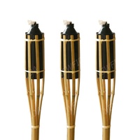 Torche à huile Tiki en bambou écologique haute pour usage extérieur, idéale pour Noël, Pâques et anniversaires