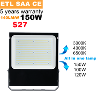 Luz reflectora LED cambiable ubicación húmeda IP66 prueba bajo el agua 50W 70W 100W 150W 3cct Luz de inundación LED cambiable de color
