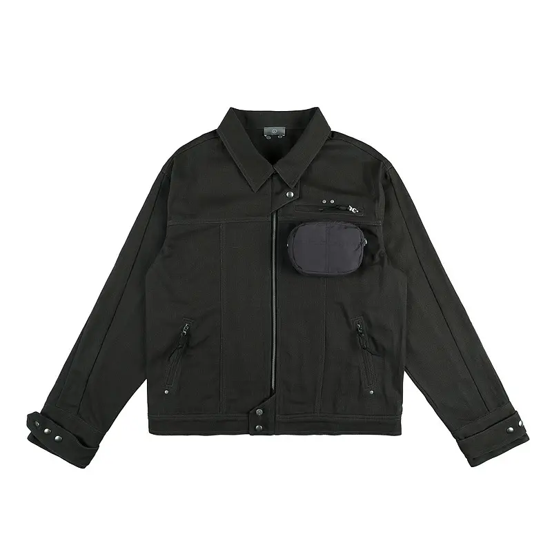 QYOURECLO Custom Logo Men's Personalized Pocket Bag Decorative Retro Gram Motorcycle Jackets