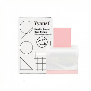 Bandes buccales dissolvables à base de plantes pour le soulagement de l'acidité, 30 bandes, motif géométrique blanc imprimé, bordure rose, complément alimentaire - Product Image 1