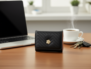 Portafoglio piccolo da donna a tre ante 11,5 X 8,5 X 3 cm in materiale PU stile minimalista per l'uso quotidiano - Product Image 2