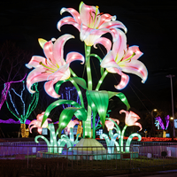 Lanternes traditionnelles chinoises pour parcs à thème en plein air, lanternes en forme de fleur de lys, décorations du Nouvel An chinois et de Thanksgiving