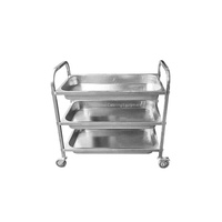 Chariot de cuisine à trois étagères en acier inoxydable 304, revêtement autonettoyant, capacité de charge 300 kg/m, roulettes à 4 roues, compétitif