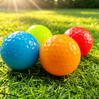 Bola Golf Lapis Ganda Logo Kustom Grosir, Bola Golf Latihan Kristal Warna-warni, Bola Golf Latihan dengan Logo Cetak