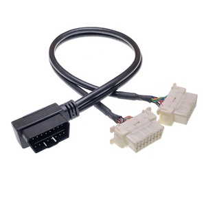 Divisor de Cable OBD2 de ángulo recto, divisor macho de 16 pines a <span class=keywords><strong>2</strong></span> hembra, Cable de extensión OEM - Product Image 1