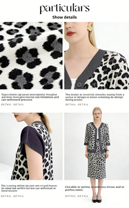 Diseño Original Miyake 2025, Traje de Verano <span class=keywords><strong>para</strong></span> <span class=keywords><strong>Mujer</strong></span>, Estampado de Leopardo Retro, Cuello Mandarín Chino, Tres Cuartos, Poliéster - Product Image 3