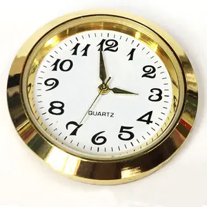 36 mm Clock Inserts Gold Bezel White Dial Arabic Number Small Size Watch Inserts Clock Heads Mini Metal Clock k Fit-ups