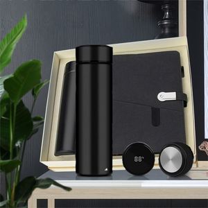 Customized A5 Smart <b>Notebook</b> Printed Logo Black PU Leather Wired Charging <b>Diary</b> <b>Notebook</b> Set with Powerbank - Product Image 5
