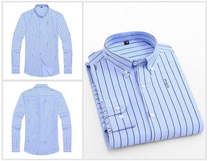 Camisa Moderna a Rayas de Corte Entallado con Mangas Largas para Reuniones de Negocios y Estilo Diario - Product Image 4