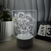 Vente directe d'usine, lampe de nuit LED 3D religieuse, lampe en acrylique chrétienne avec portrait de Jésus pour la décoration de la maison et les cadeaux de baptême