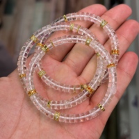 Bracelet de luxe en quartz naturel haute clarté, disque plat Feng Shui, simple boucle, avec entretoises à ornements dorés