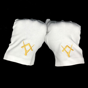 Guantes bordados para dama, manoplas faciales de color blanco con gemas bordadas, color amarillo - Product Image 3