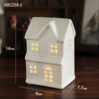 Éclairé LED Noël Village Maison Décoration Céramique Bâtiment Figurine Statue pour Étagère Maison Table Centres Ornement