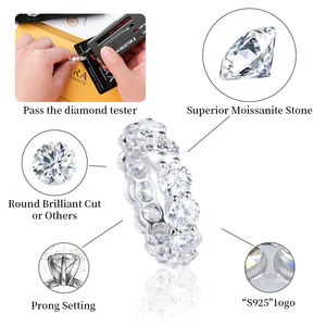 Anillo de Compromiso y Boda Personalizado en Oro Blanco Chapado, Plata de Ley 925, con Moissanita de Color D y Claridad VVS - Product Image 3