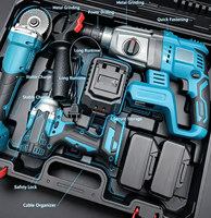 Ensemble d'outils électriques sans fil multifonction avec perceuse-visseuse, clé à chocs, meuleuse d'angle, batteries, chargeurs, sac de transport et étui