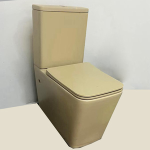 Inodoro de pie de dos piezas con cisterna monobloque de cerámica, color caqui, con salida al piso (P-trap) - Product Image 5