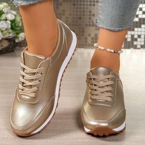 Mocassins et escarpins tendance pour <span class=keywords><strong>femme</strong></span>, style coréen, à bout rond, à lacets, en PU, grande taille, nouvelle collection été 2025, pour le marché international - Product Image 3