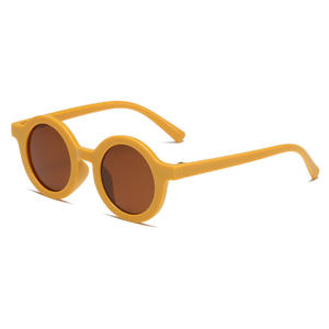 Gafas de Sol para bebés Gafas de sol mate para niños Marco redondo de moda Retro Mocha Gafas de color Anti Línea púrpura - Product Image 2