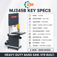 STR Heavy Duty MJ345B Scie à ruban à bois efficace Machine à scie à ruban verticale pour le travail du bois