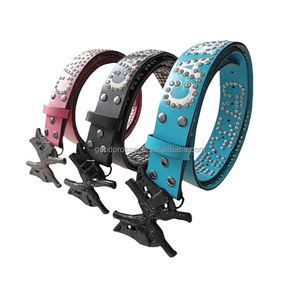 Nuovo Design stile Punk donna moda borchie cintura vera pelle fibbia personalizzata e Logo strass - Product Image 4